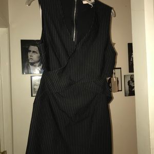 Black and white strip short dress